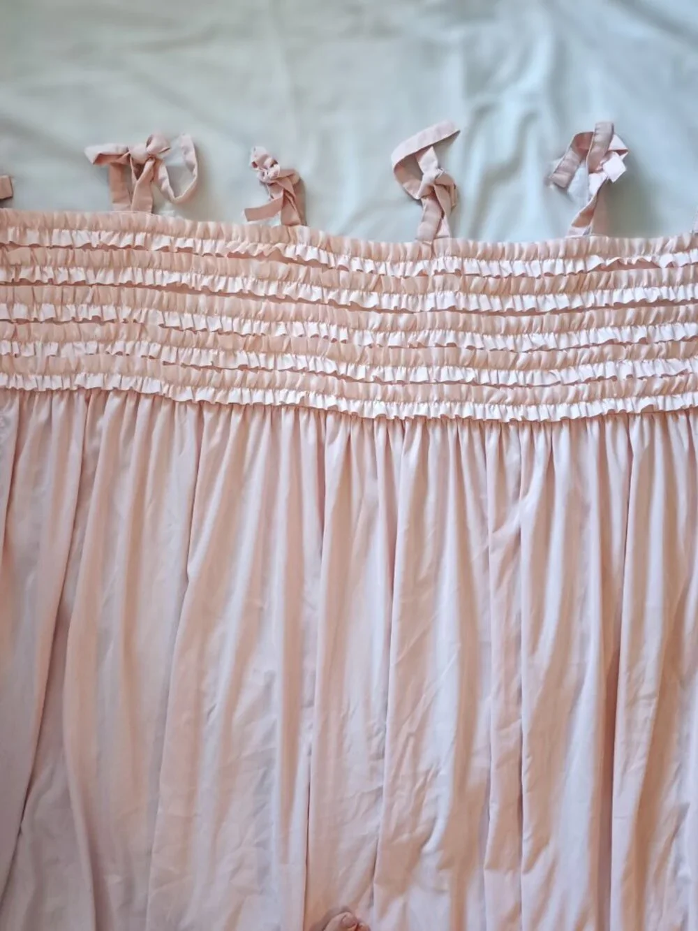 Lush Decor Tie Top Pale Blush Pink Ruffle Top 2 Panels 40x63 Each EUC